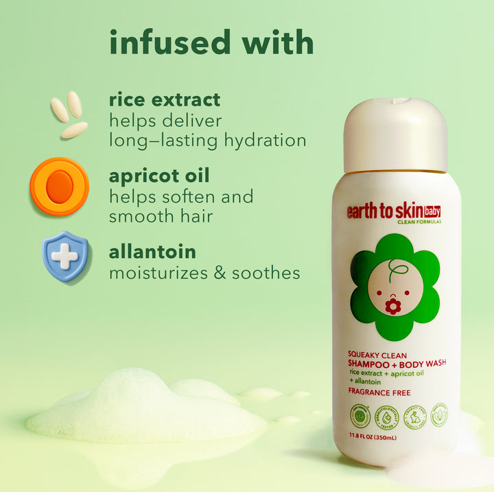 Squeaky Clean 2-in-1 Baby Shampoo + Body Wash - Fragrance Free