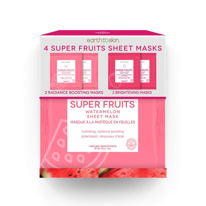 Super Fruits Watermelon &amp; Prickly Pear Sheet Face Mask Set - Pack of 4